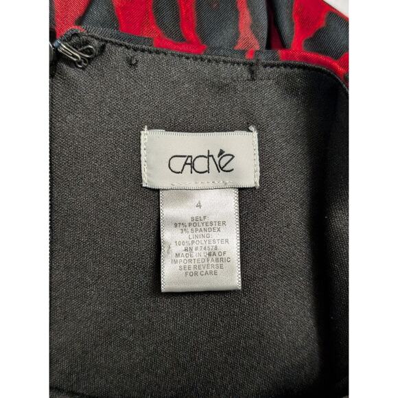 NWT Cache Red Black Animal Print Sleeveless Sheath Dress Size 4 - Picture 7 of 9